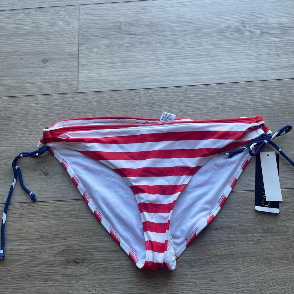 California Waves MULTI Stars & Stripes Hipster Bikini Swim Bottom NWT